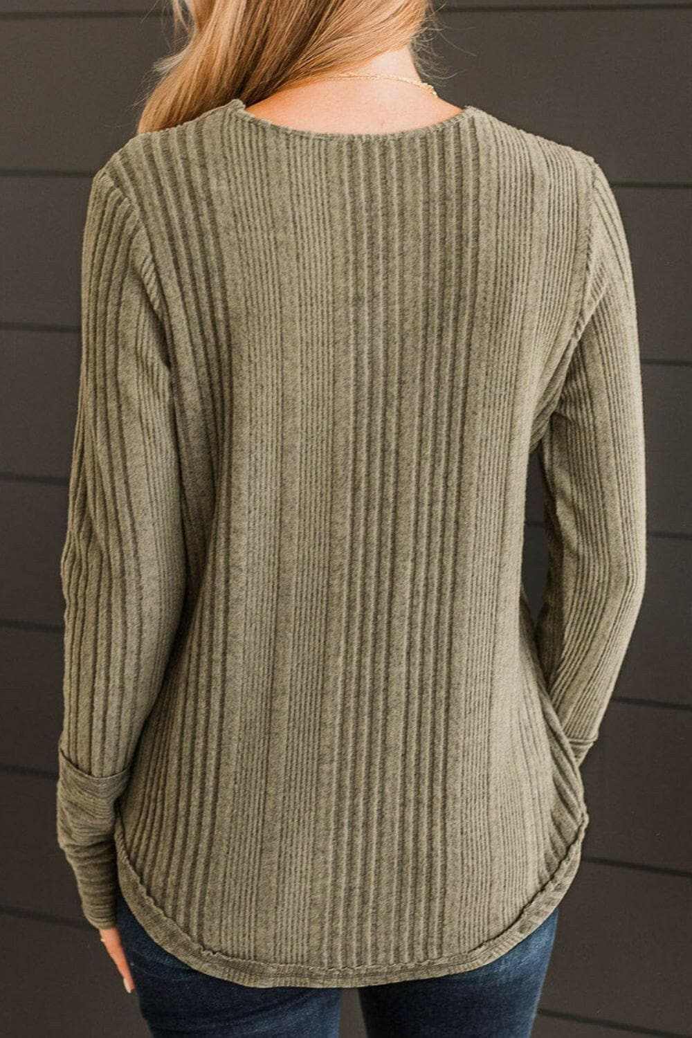 Chic ribbed long sleeve blouse - Love Salve
